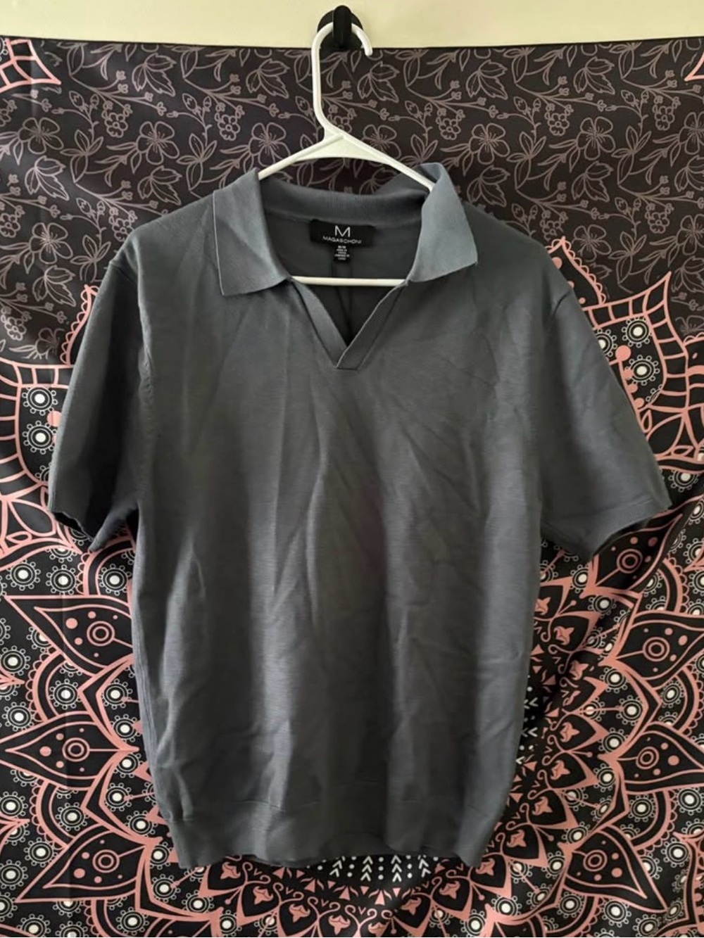 Magaschoni Men's Slate Gray Short-Sleeve Polo